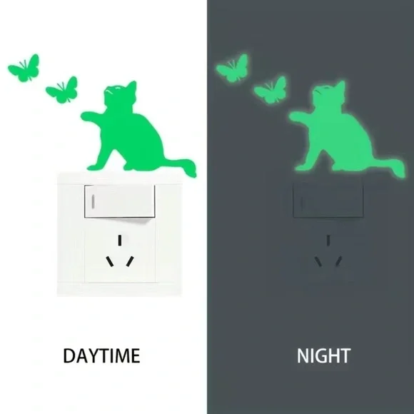 1-Piece Cat/Butterflies Art Wall Sticker - Picture 2 of 4